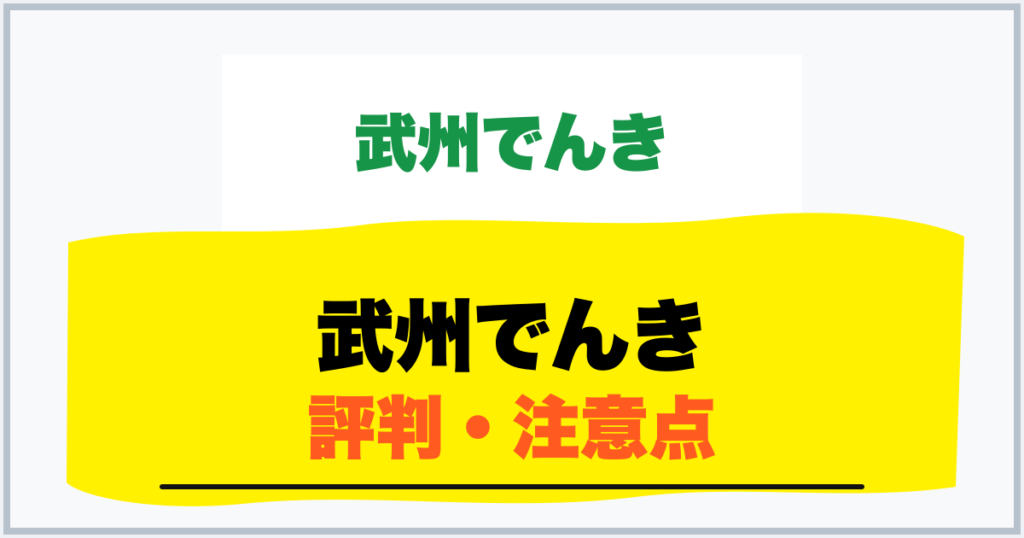 武州でんき 評判・注意点