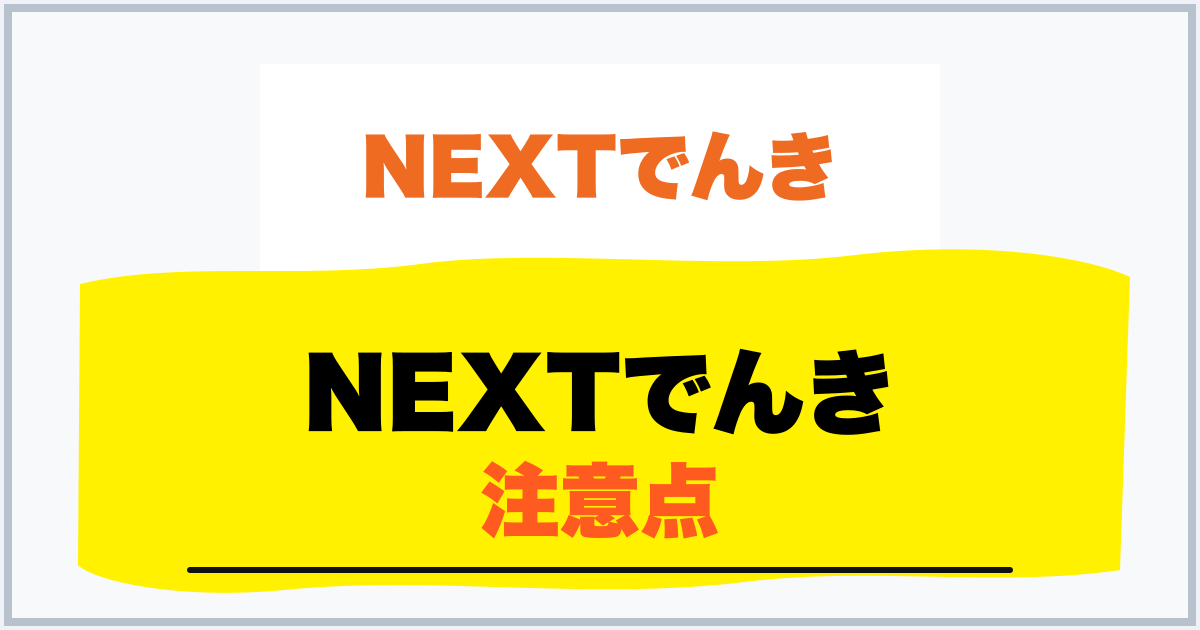 NEXTでんき 注意点