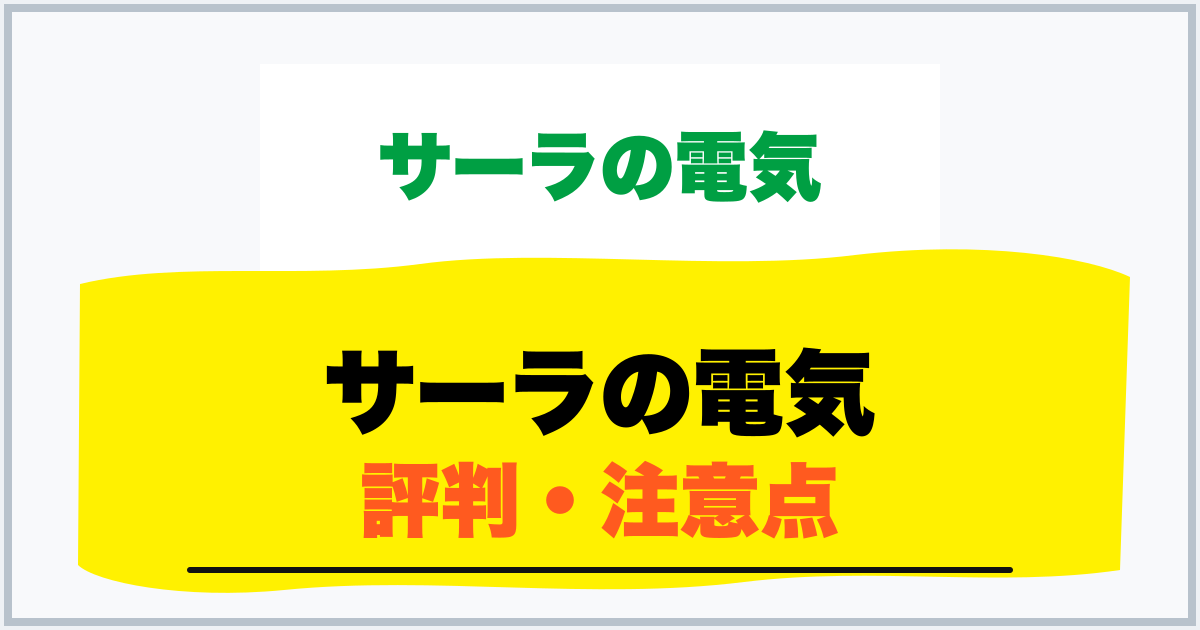 サーラの電気 評判・注意点