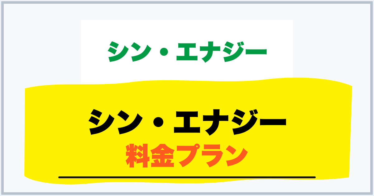 シン・エナジー 料金プラン