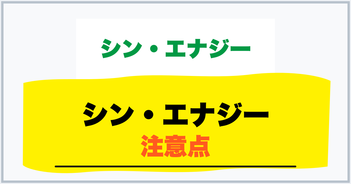 シン・エナジー 注意点
